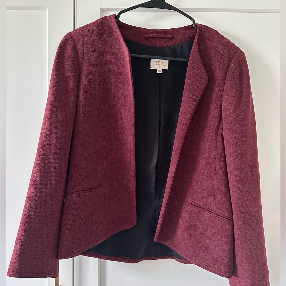 Wilfred Burgundy Open Front Blazer